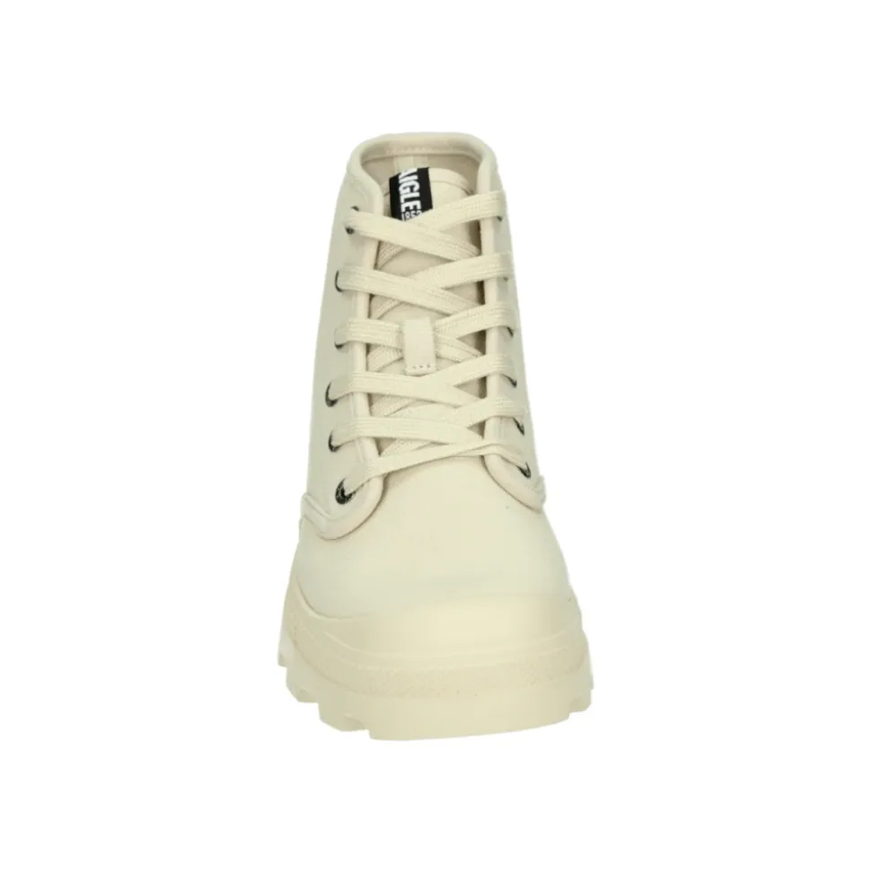 Beige Sportieve Midden Schoenen met Rubberen Zool