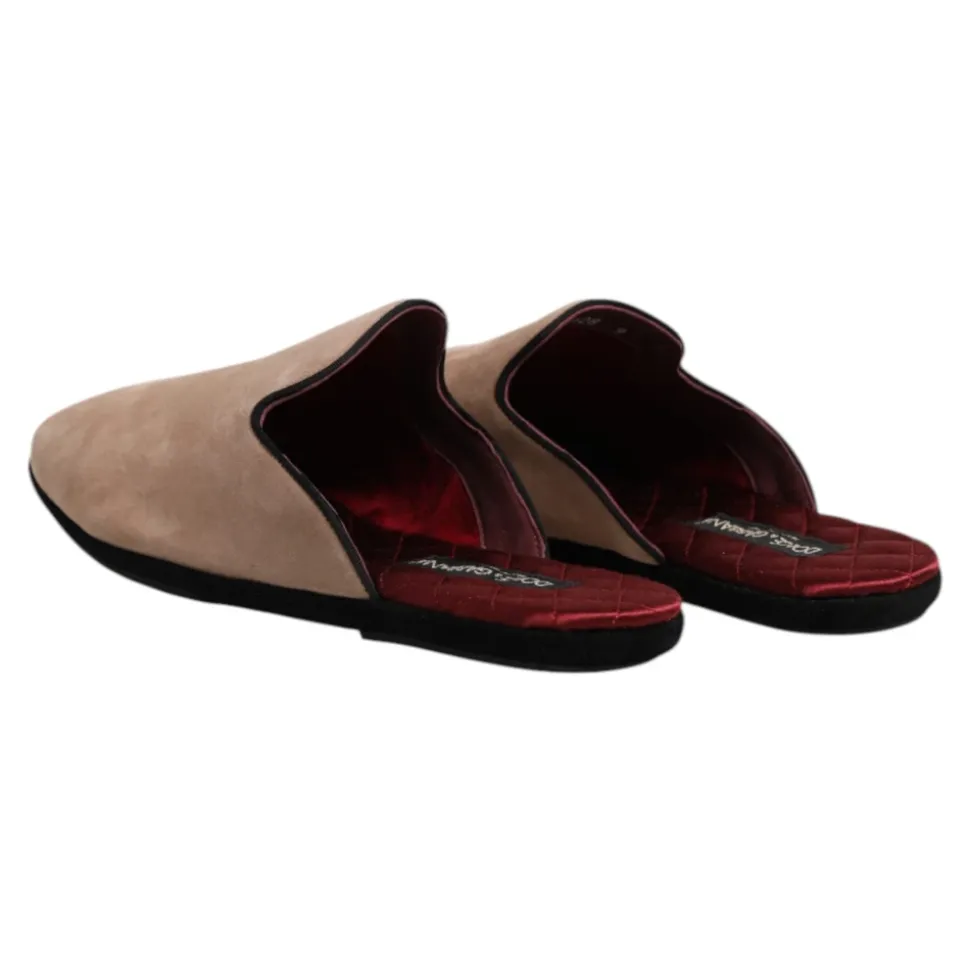 Beige Suède Leren Slides Platte Schoenen