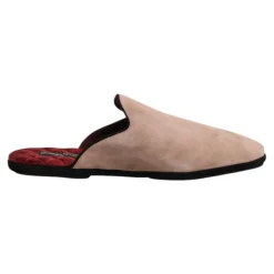 Beige Suède Slides Platte Schoenen