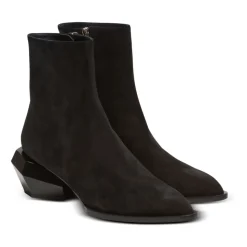 Billy Suede Enkellaarsjes met Diamanten Hak