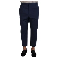 Blauwe Katoenen Heren Cropped Broek