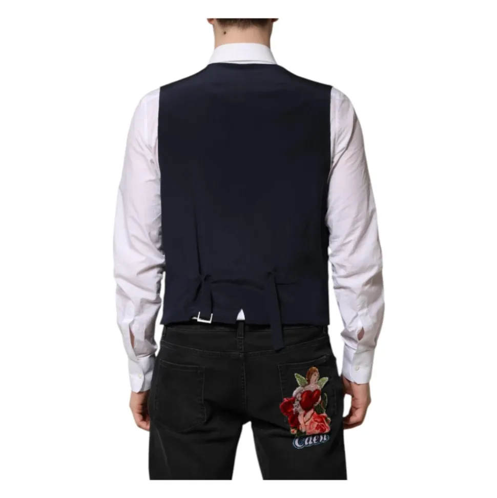 Blauwe Strepen Wol Vest Vest