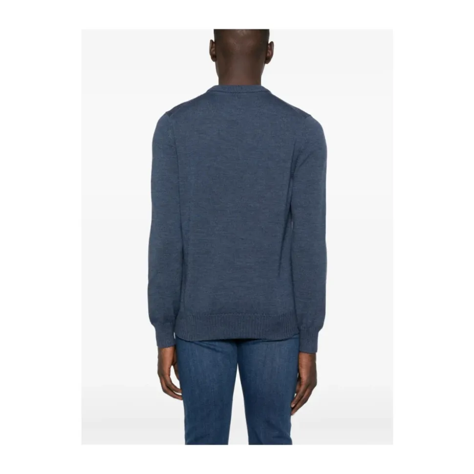 Blauwe Wol Crew Neck Sweater