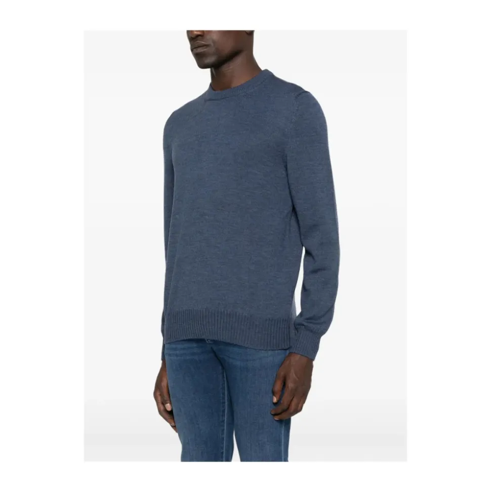 Blauwe Wol Crew Neck Sweater