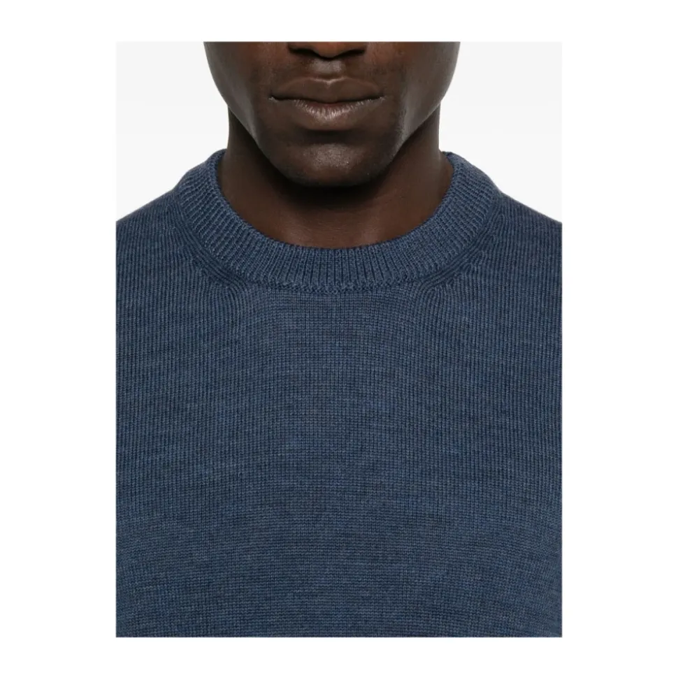 Blauwe Wol Crew Neck Sweater
