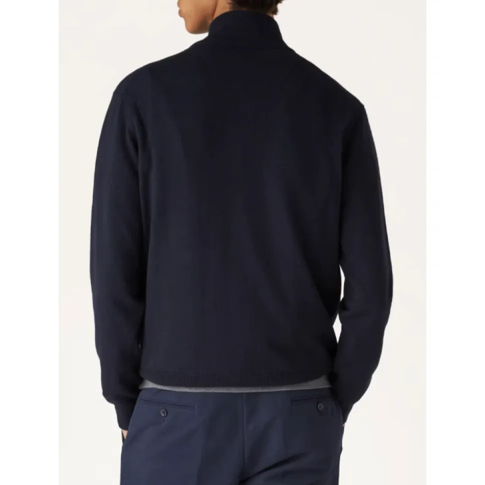 Blauwe Cashmere Zip-Up Bomberjas