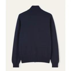 Blauwe Cashmere Zip-Up Bomberjas