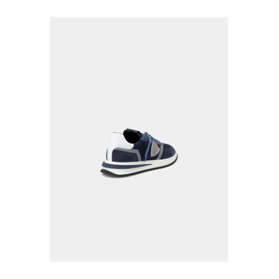 Blauwe lage sneakers met 3D-inzetstuk