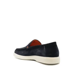Blauwe Suède Instap Platte Schoenen