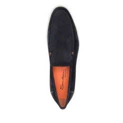 Blauwe Suède Instap Platte Schoenen
