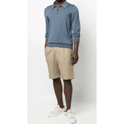 Blauwe Wol Polo Kraag Trui
