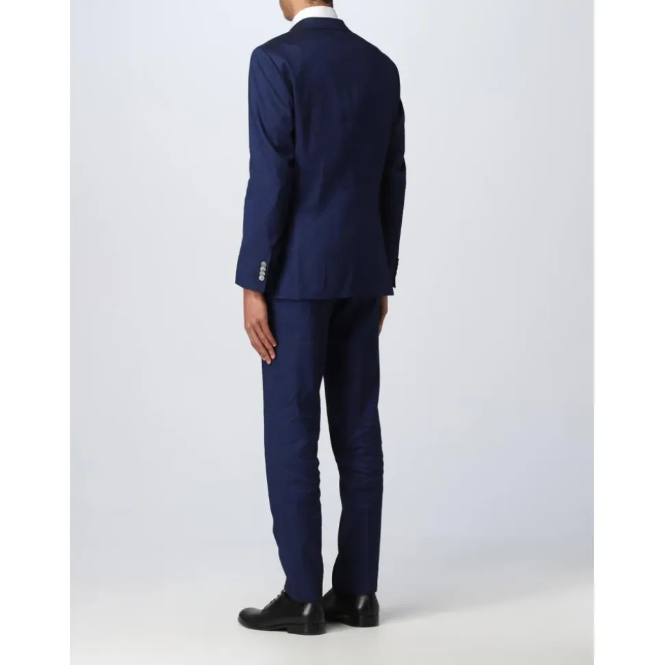 Blauw linnen pak voor heren