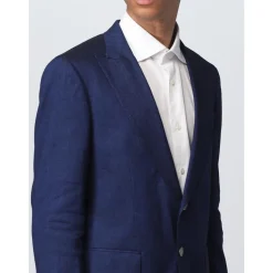 Blauw linnen pak voor heren