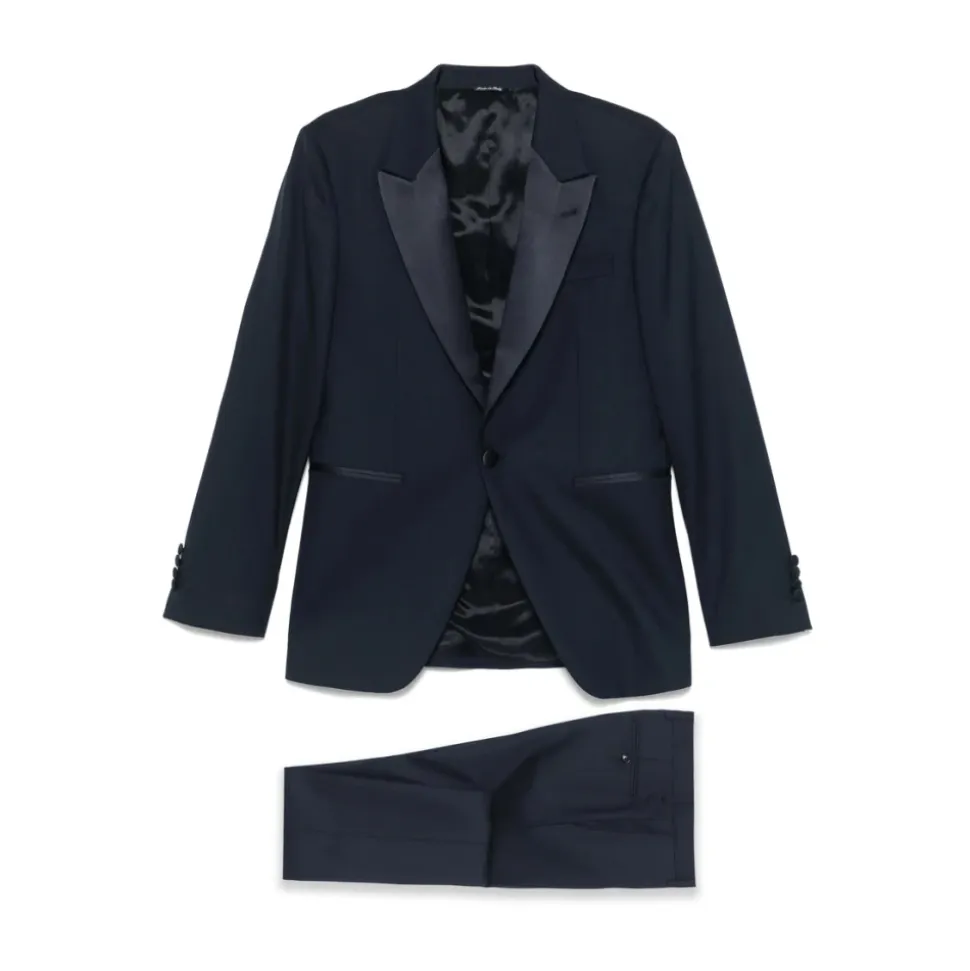 Blauw Oxford Pak met Achteruitgangen