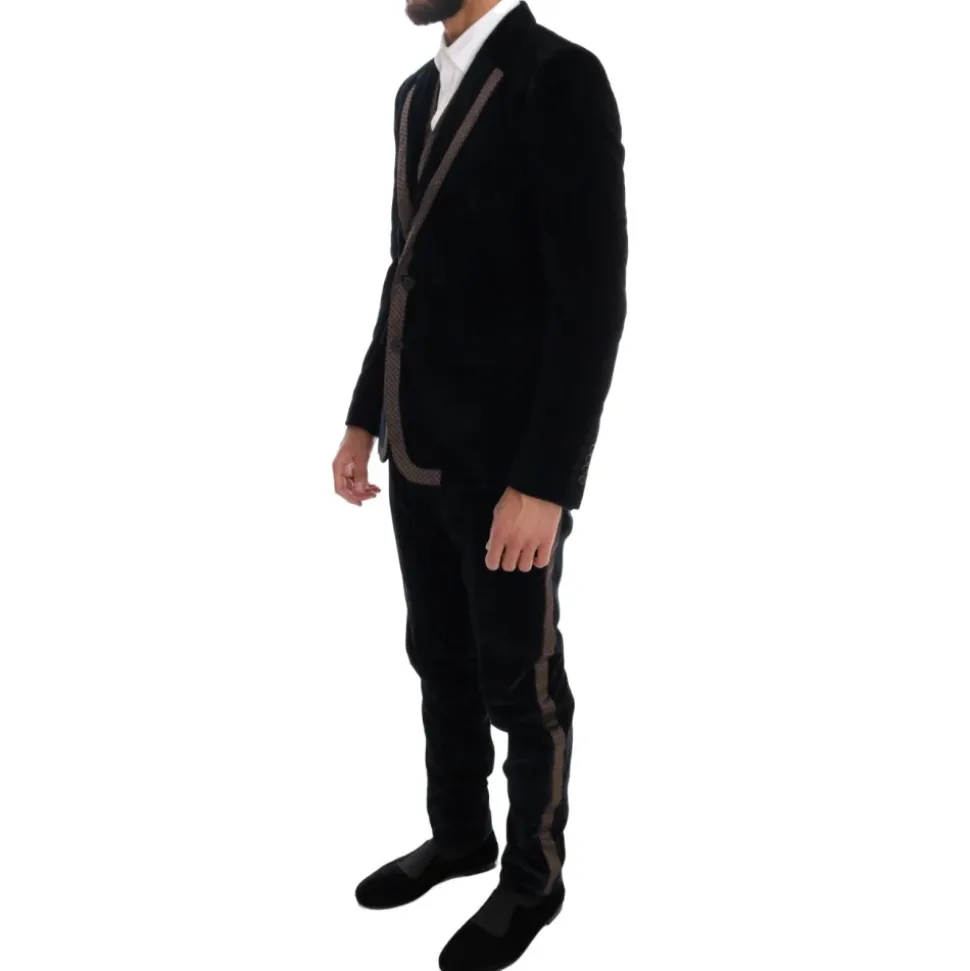 Blauw Velvet Slim 3-Delig Pak