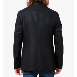 Blauw wollen jas met reverskraag