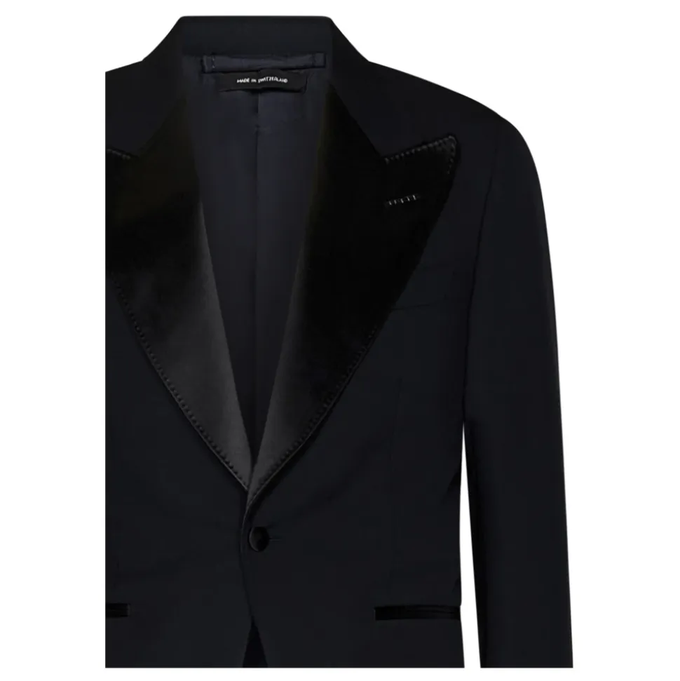 Blauw Wol Tuxedo Pak Single-Breasted