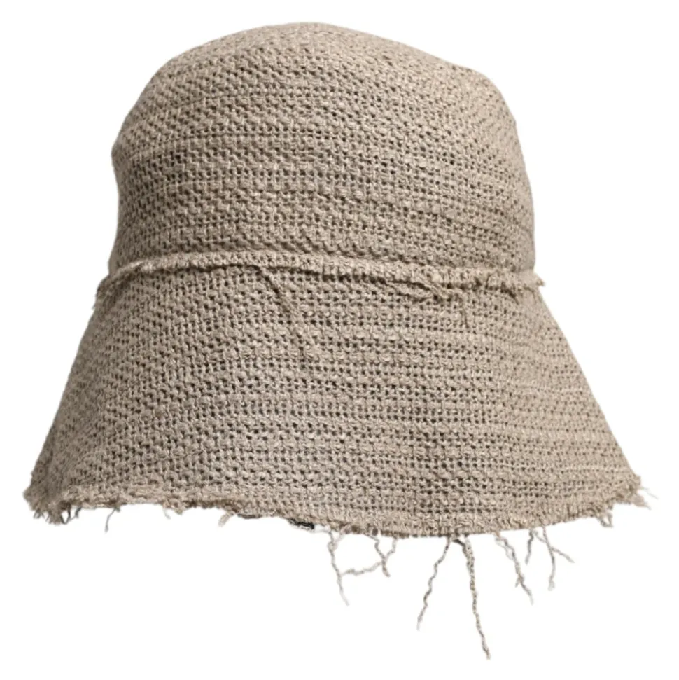 Brede Rand Linnen Bucket Hat met Logo