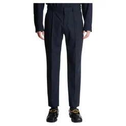 Broek met rechte pijpen in krijtstreep wol