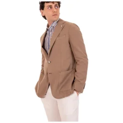Bruine Linnen Jas AMF Stiksels