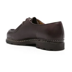 Bruin Leren Derby Platte Schoenen
