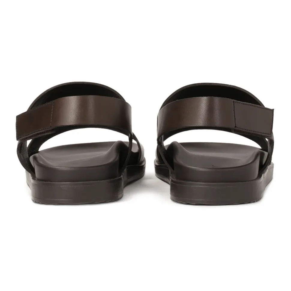 Bruin leren herensandalen