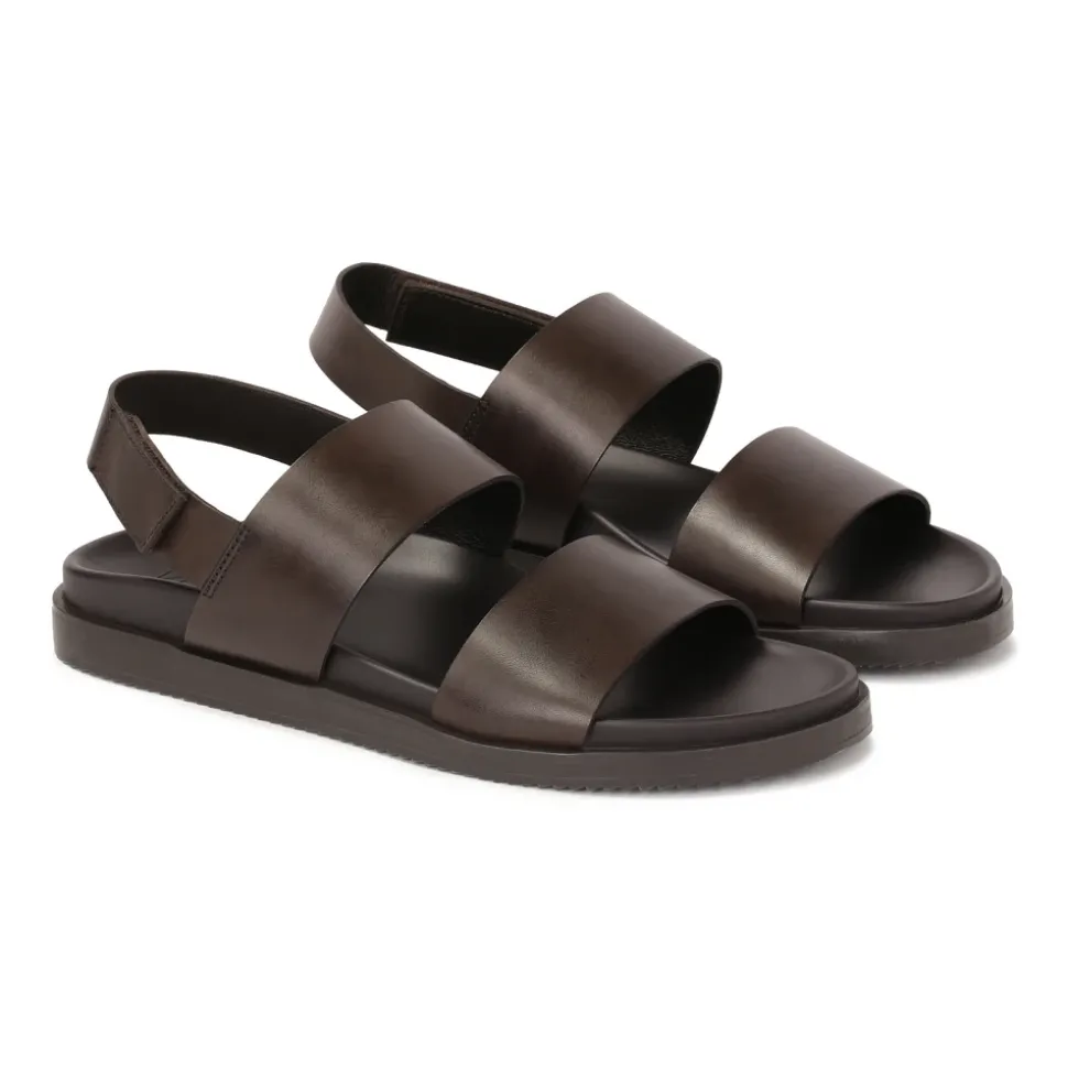 Bruin leren herensandalen