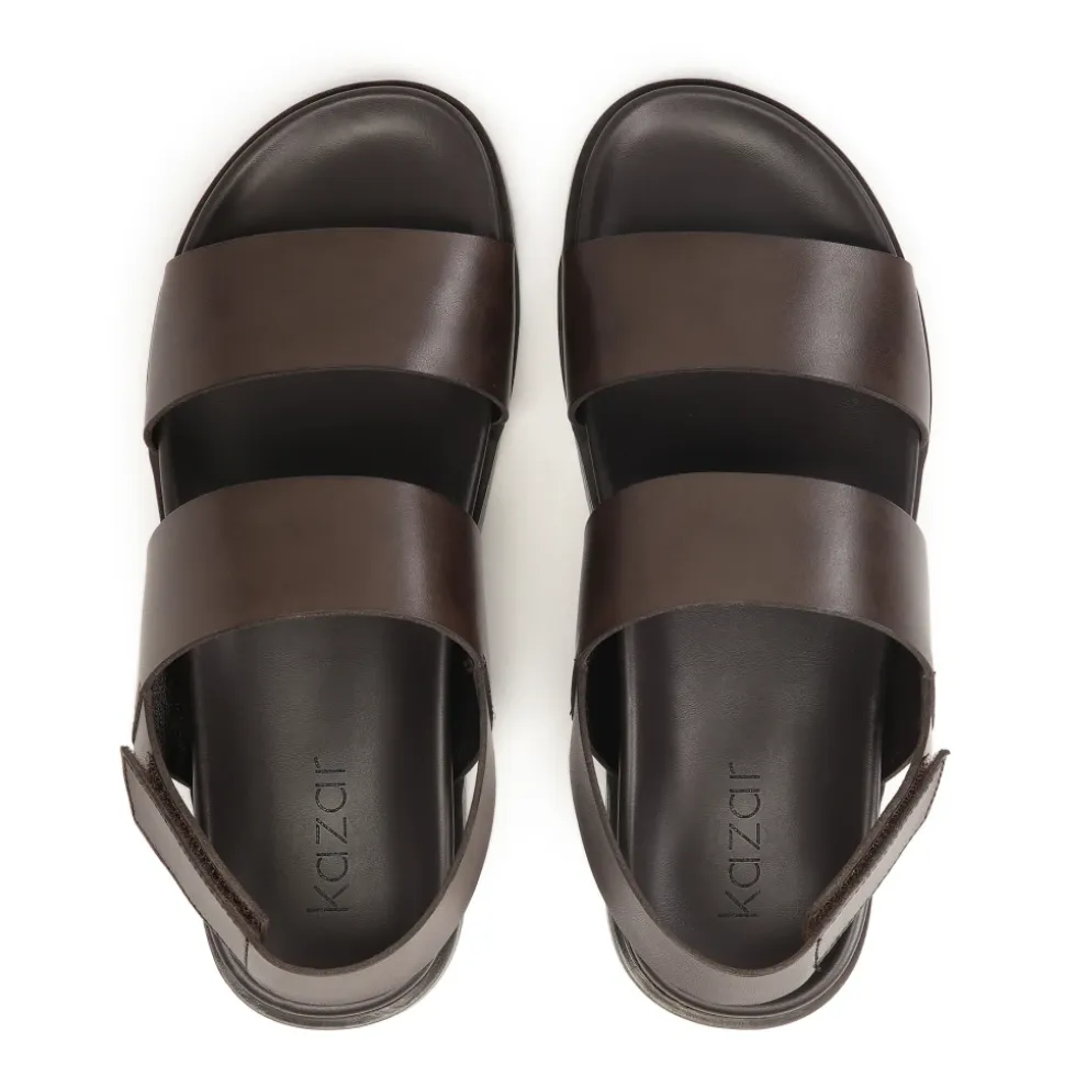 Bruin leren herensandalen