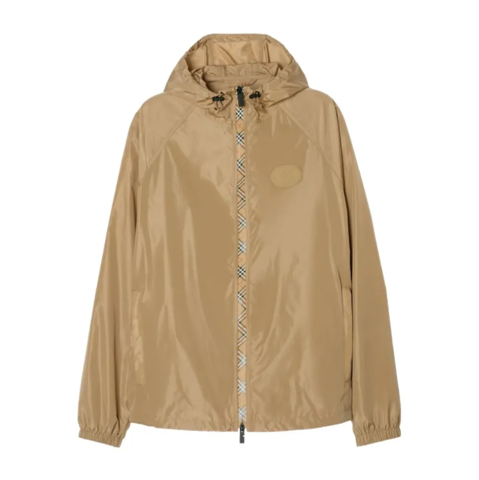 Checker-tape Nylon Hooded Jacket