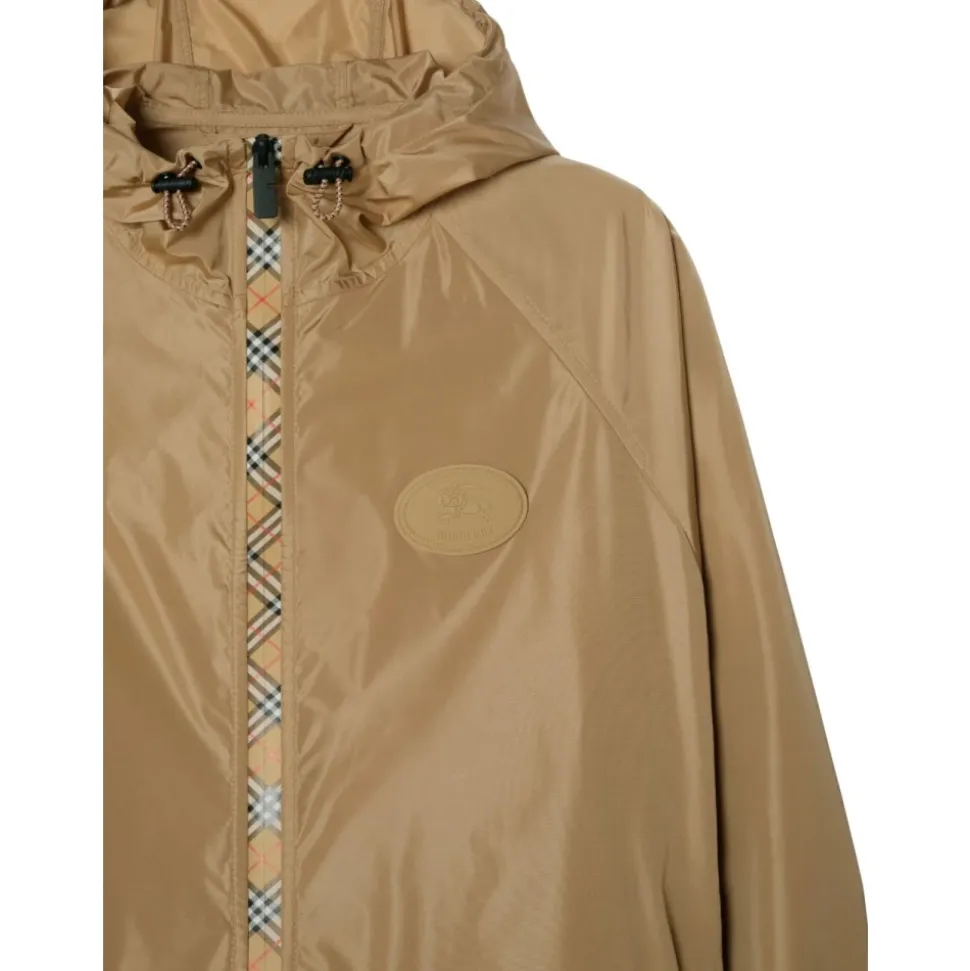 Checker-tape Nylon Hooded Jacket