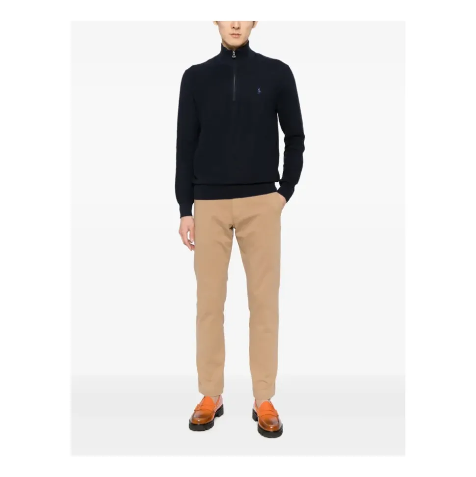 Cotton Quarter-Zip Mockneck Sweater