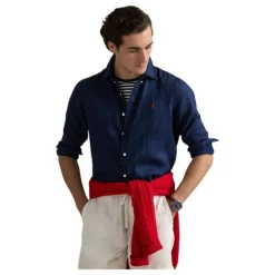 CUSTOM FIT LINEN SHIRT Navy