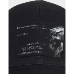 Denim baseball pet met print, uitgesneden klep