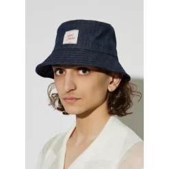 Denim Bucket Hat met Labeldetail
