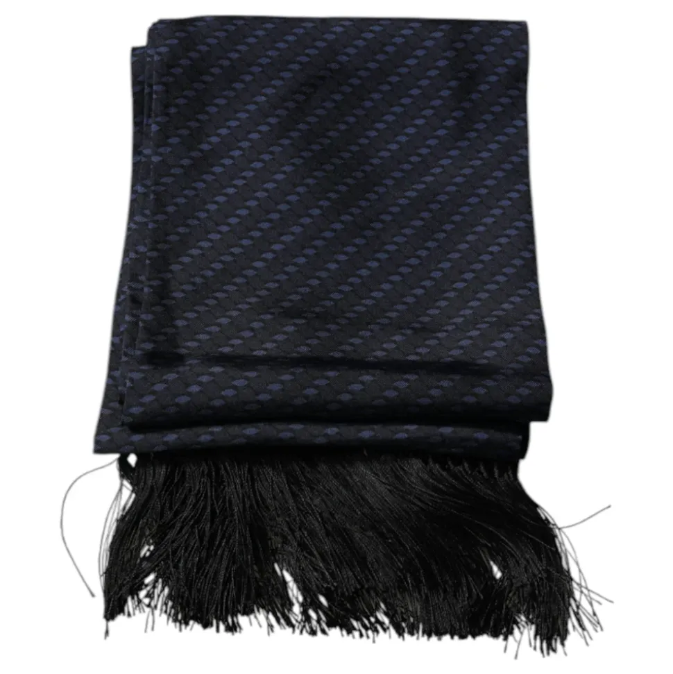 Donkerblauwe Sjaal met Franjes