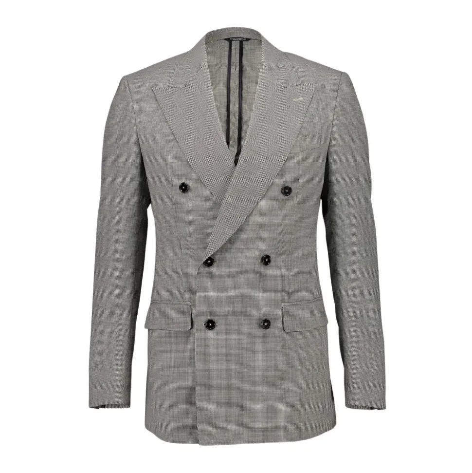 Double-breasted Houndstooth Wool Jacket