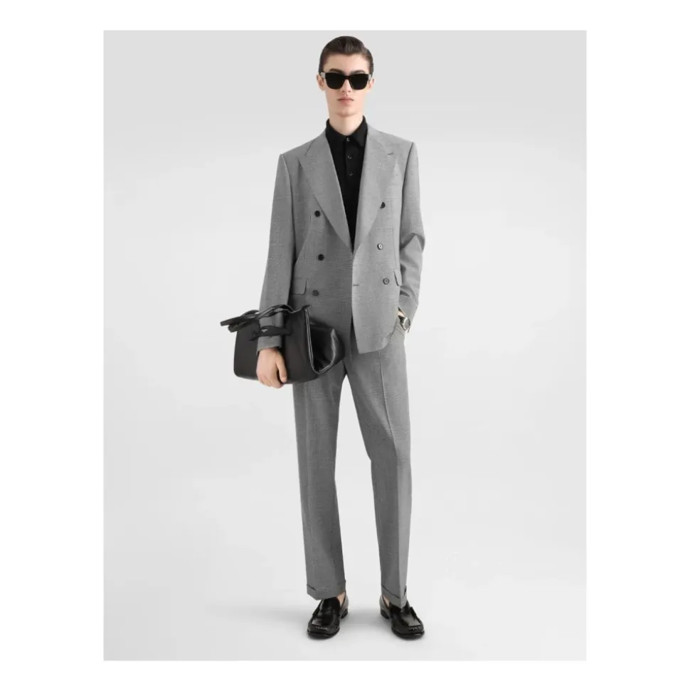 Double-breasted Houndstooth Wool Jacket
