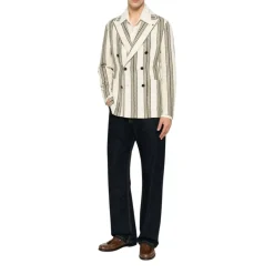 Dubbelrijige blazer met piek revers en strepen