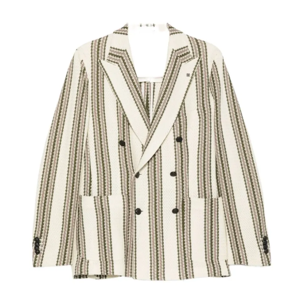 Dubbelrijige blazer met piek revers en strepen