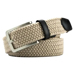 Elastische Beige Riem Italiaans Leer