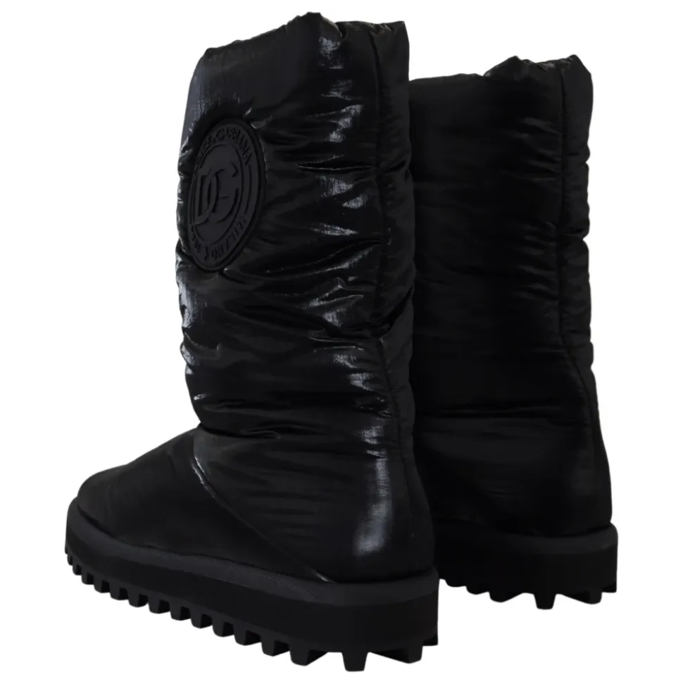 Elegante Mid-Calf Laarzen van Zwart Polyester