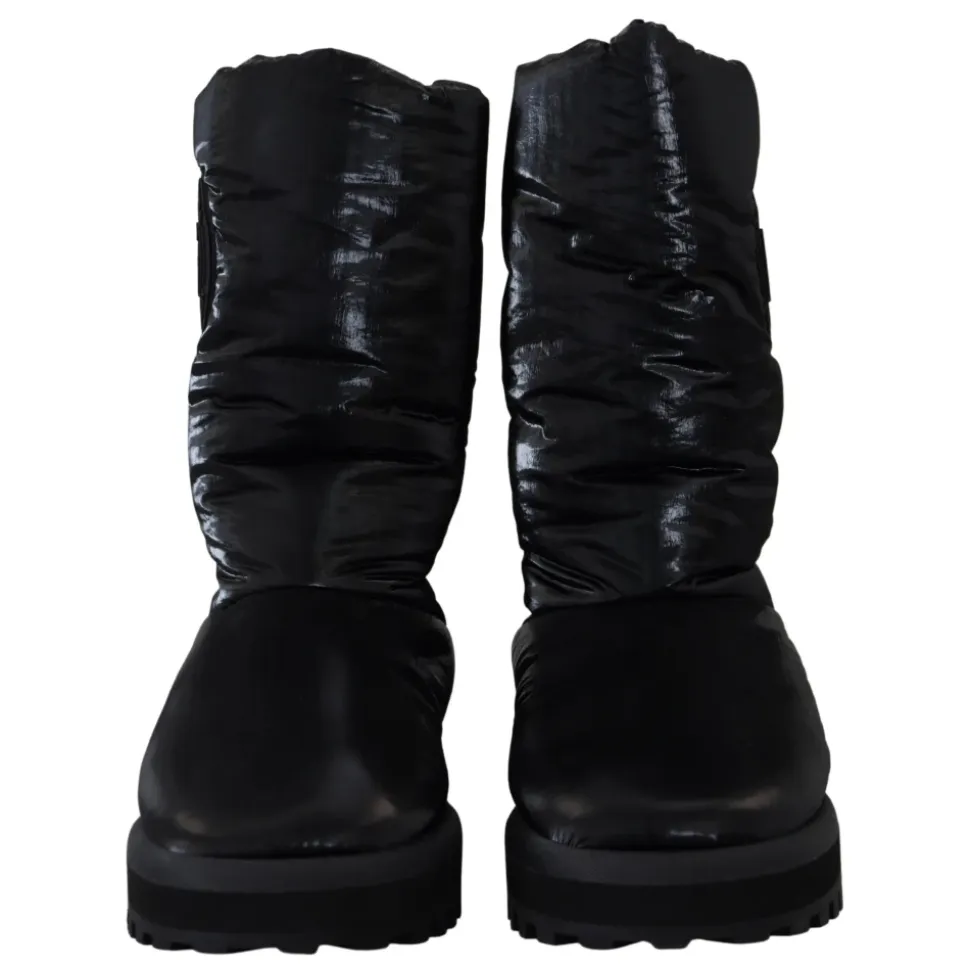 Elegante Mid-Calf Laarzen van Zwart Polyester