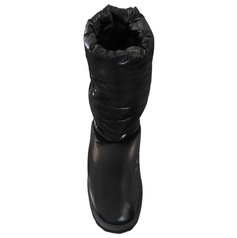 Elegante Mid-Calf Laarzen van Zwart Polyester