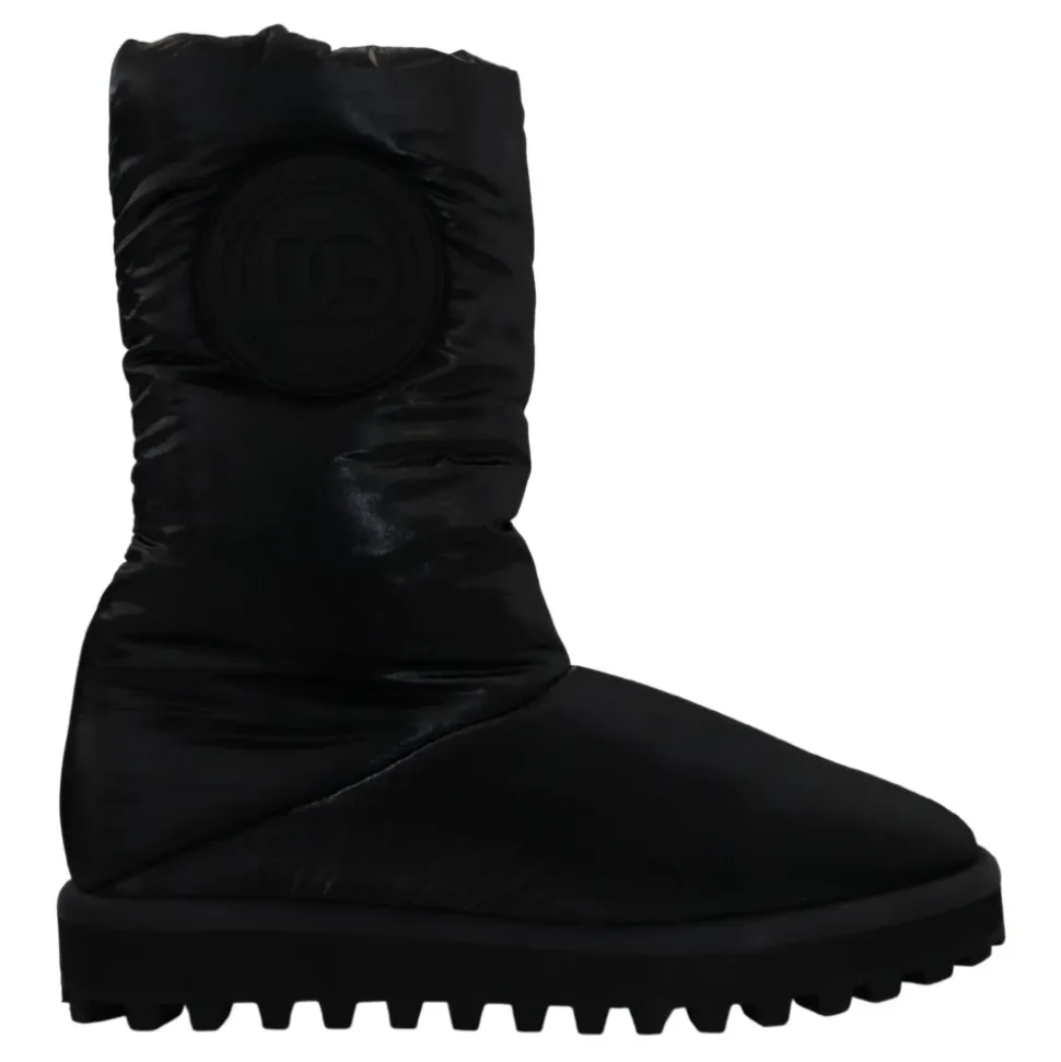 Elegante Mid-Calf Laarzen van Zwart Polyester
