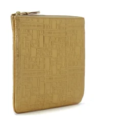 Embossed Leather Gold Pochette Wallet