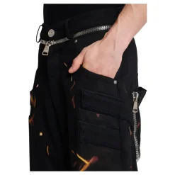 Fire Print Jeans met Inserts