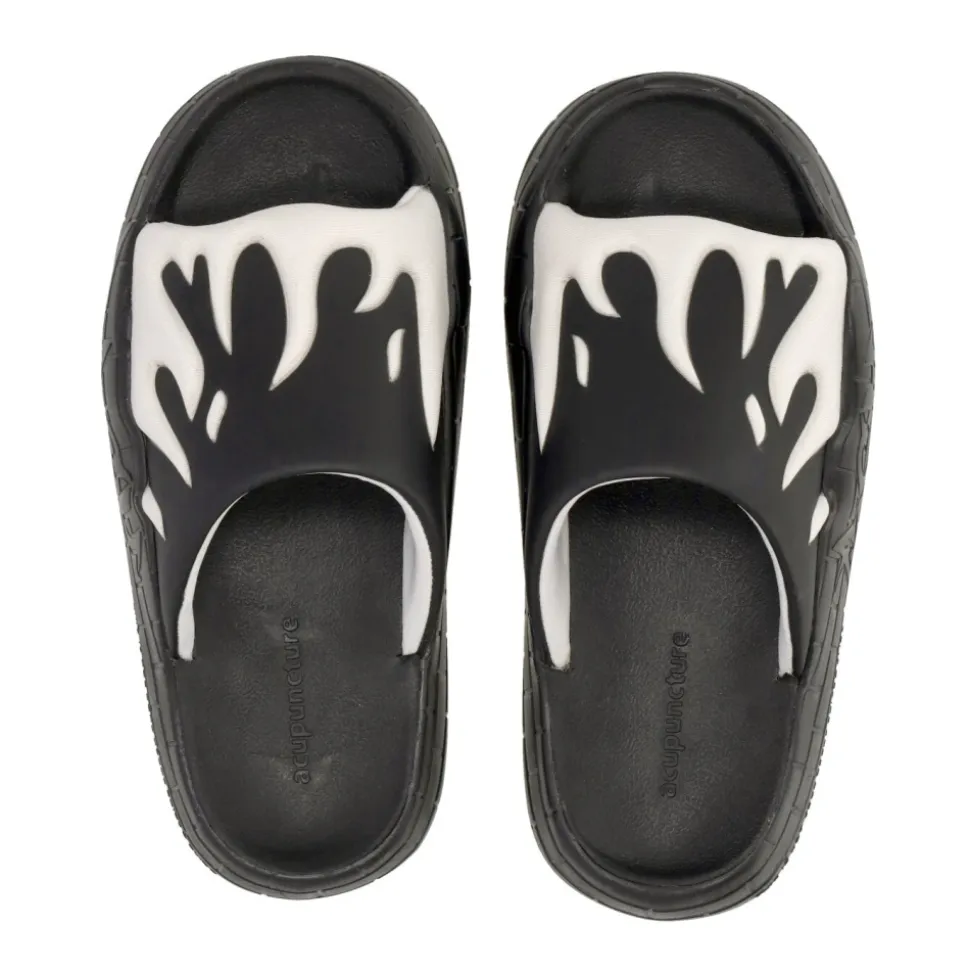Flame Shape Slide Slippers Wit/Zwart