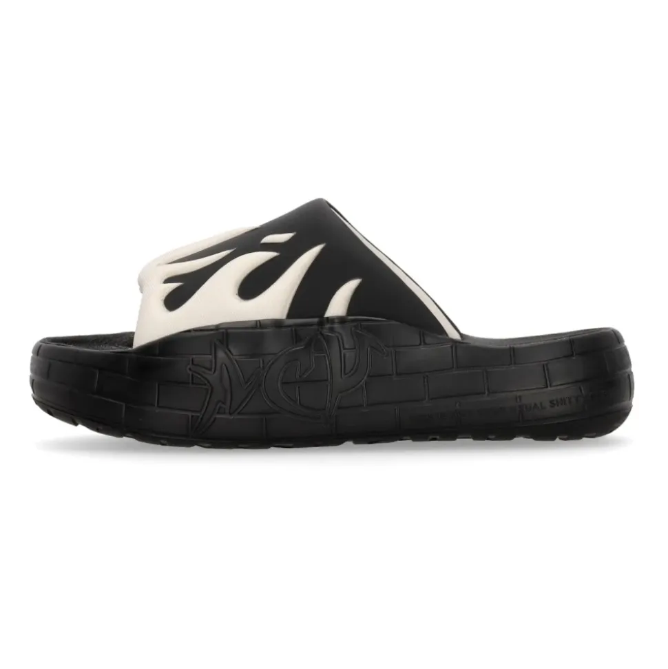 Flame Shape Slide Slippers Wit/Zwart