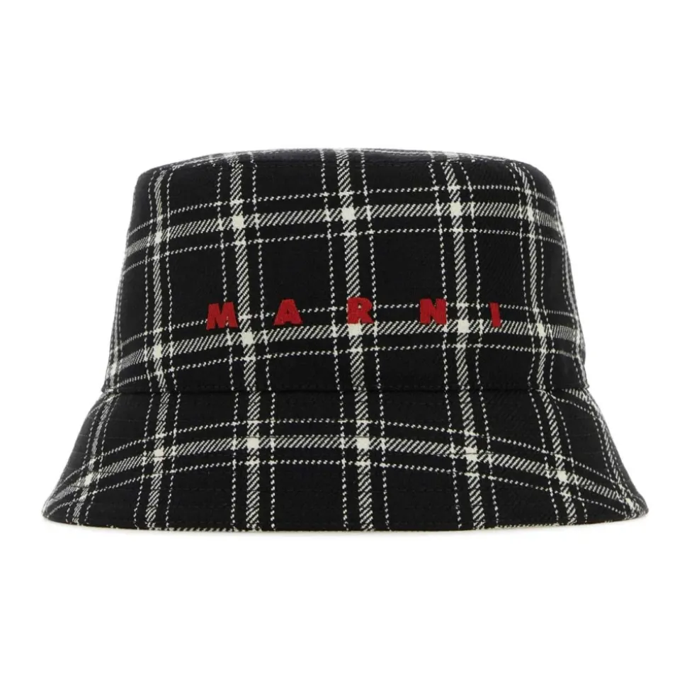 Geborduurde wollen bucket hat