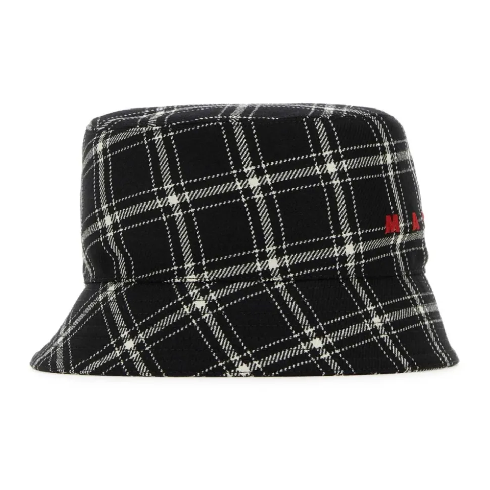 Geborduurde wollen bucket hat